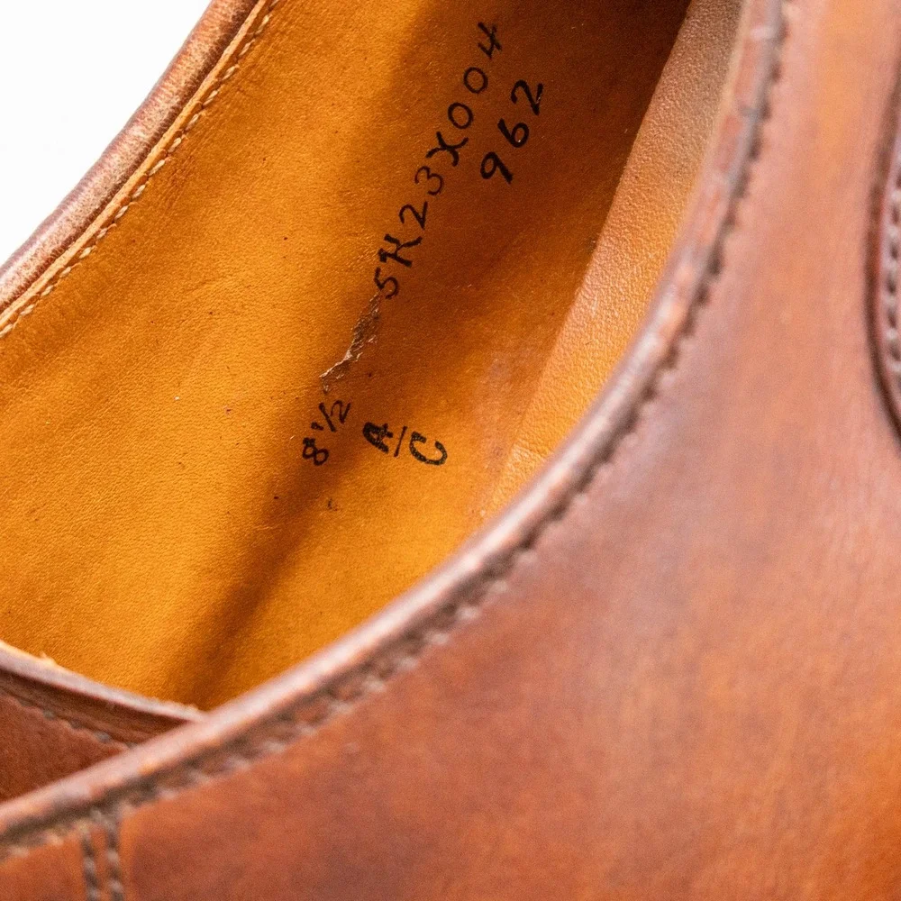 Alden 962 Norwegian Front Blucher Dark Tan Calfskin Split Toe Derby Shoes 8.5 C